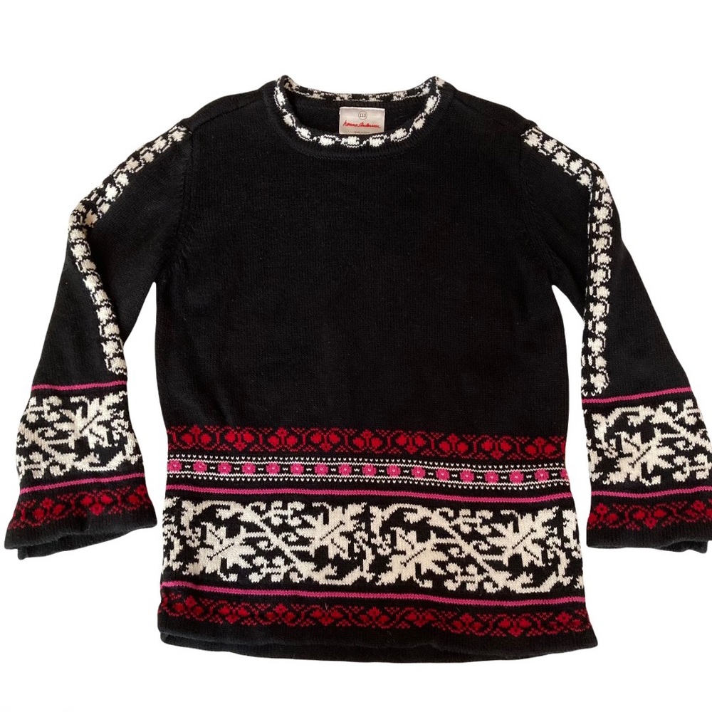 Hanna Andersson 110 fair isle sweater cotton red 5